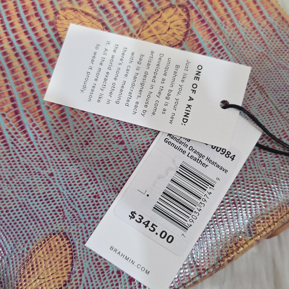 🦋🔹️Brahmin 🔹️ Shayna Crossbody Bag Mandarin Orange Heatwave Butterfly Leather - Picture 8 of 14